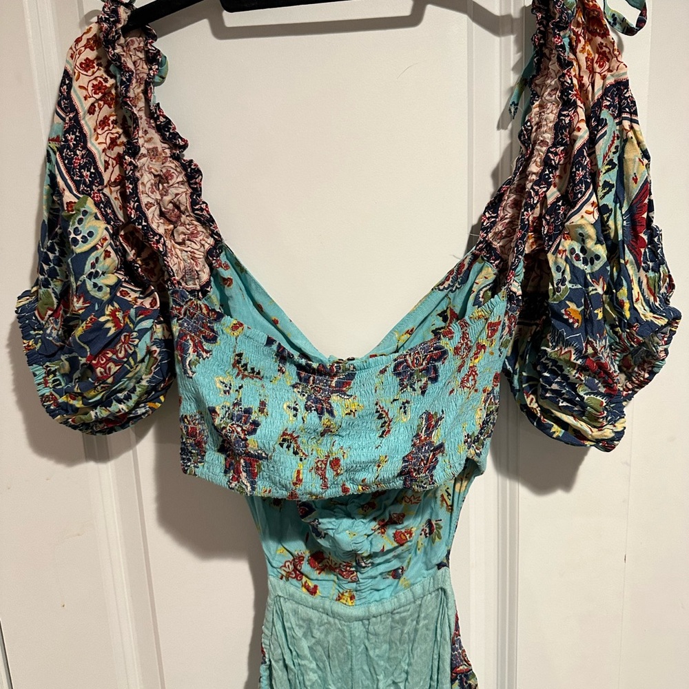 Free People Jumpsuit Aqua Bali Citrus Skies - Picture 8 of 10